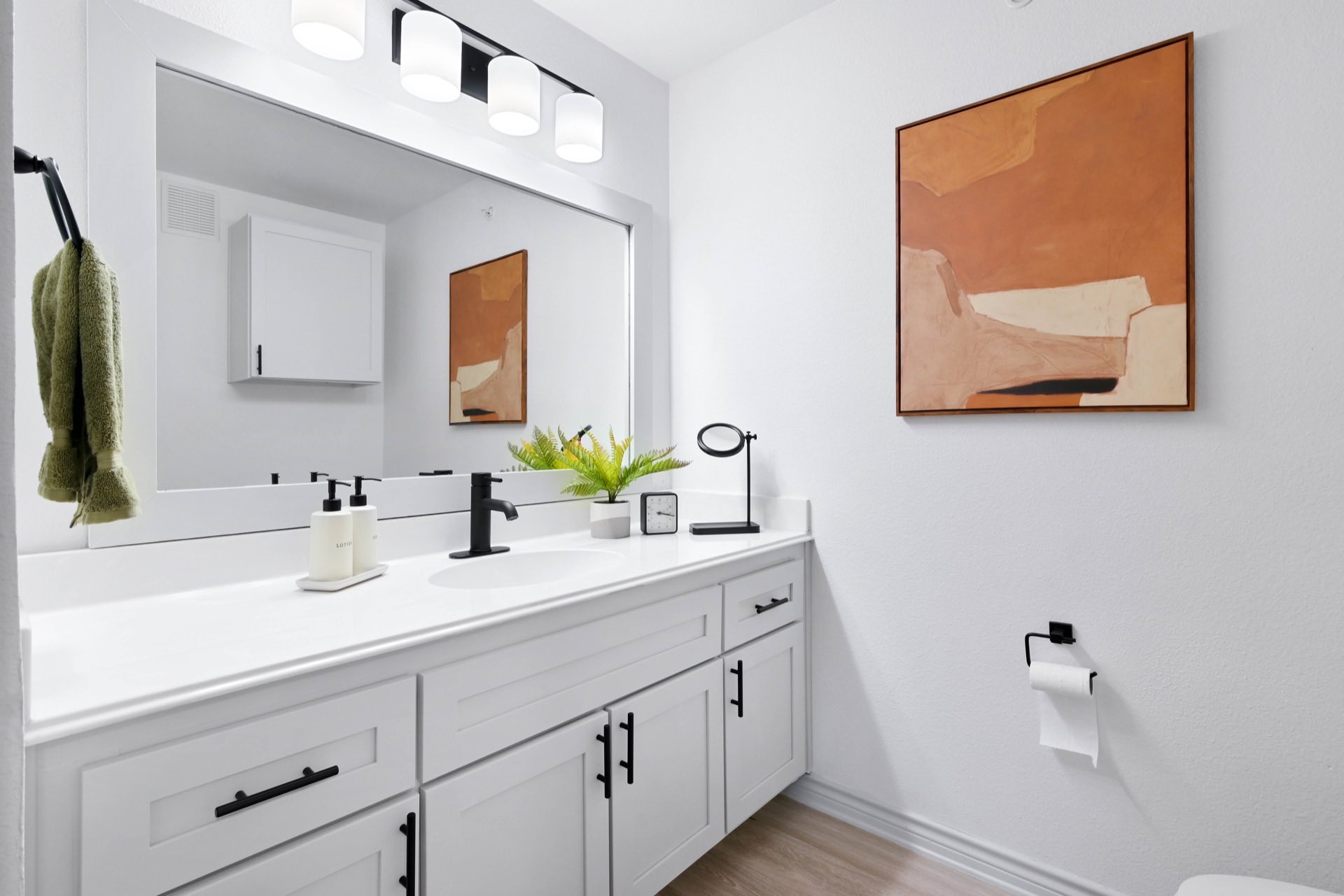 Bathroom with large sink counter